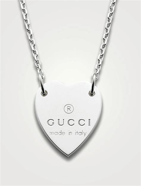 gucci sterling silver heart necklace women stores|gucci silver and onyx necklace.